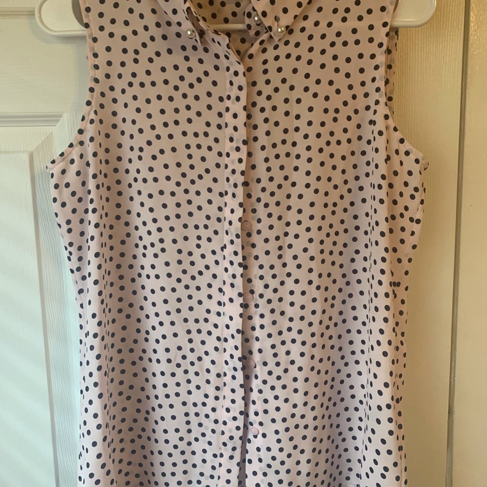 Karl Lagerfeld Sleeveless Pink Polka Dot Top